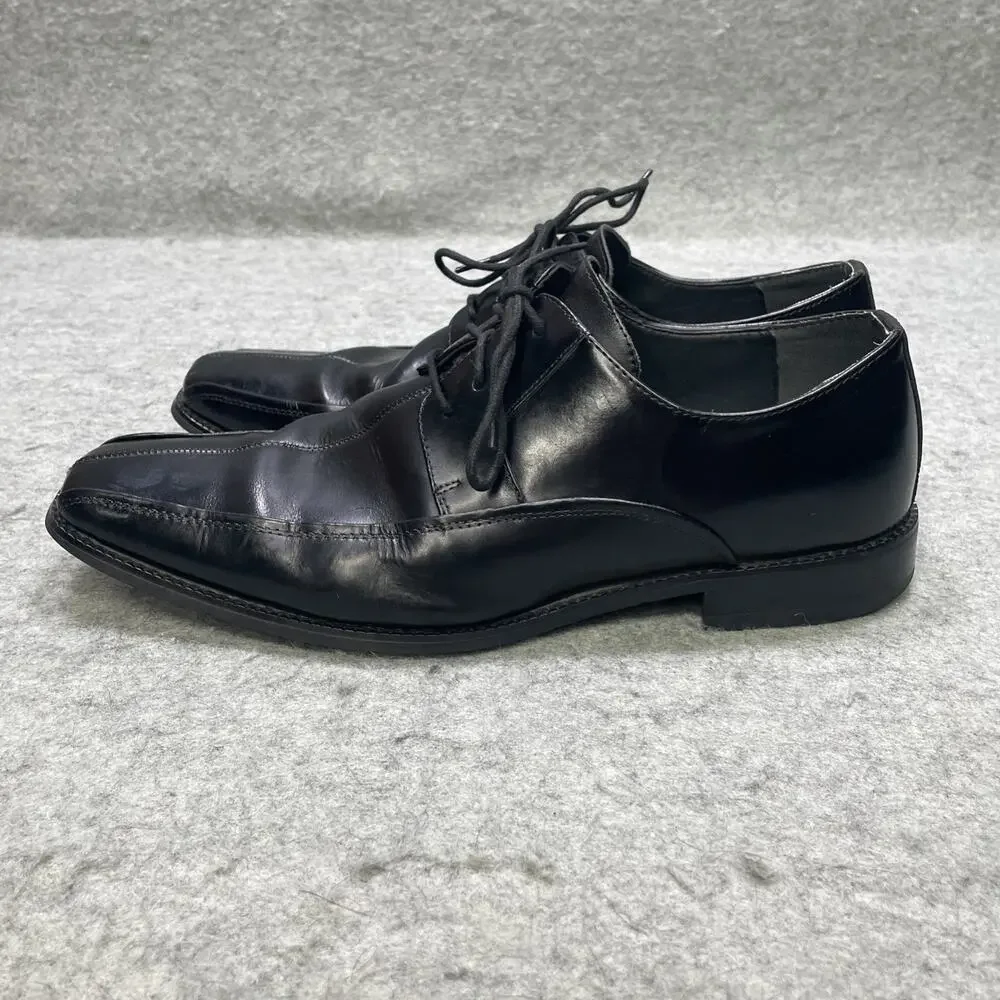 Stacy Adams Mens 11M Black Leather Square Toe Oxford Dress Shoes Lace Up Dapper